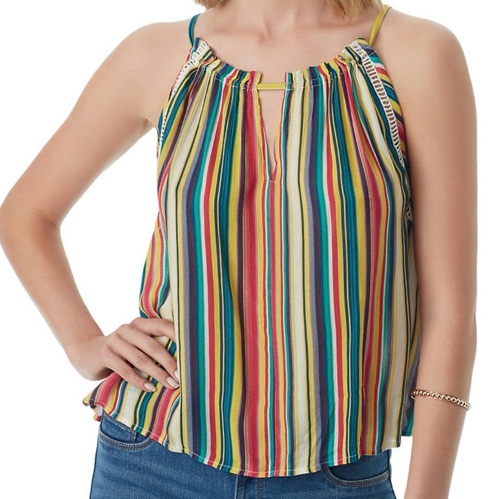 Jessica Simpson Sleeveless Halter top, White Smoke with Torrid Stripe, Size S